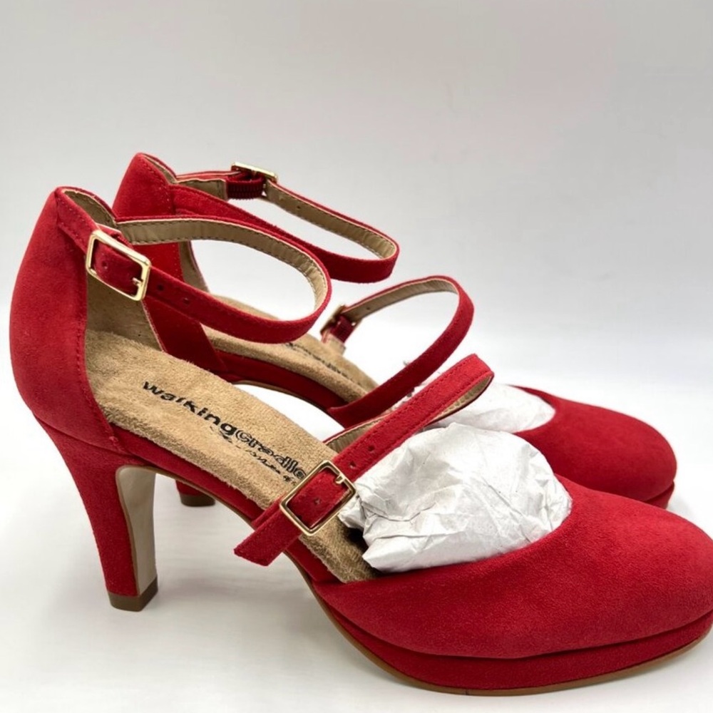 Walking Cradles Womens Size 6 Pammy Red Suede Leather Pumps Heels Shoes New